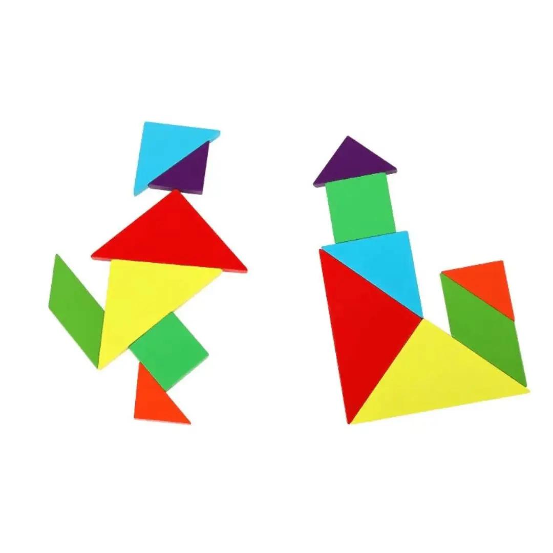 Figures créatives réalisées avec un tangram Montessori magnétique coloré