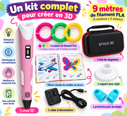Stylo 3D enfant – Kit créatif pour dessiner en 3D dès 10 ans