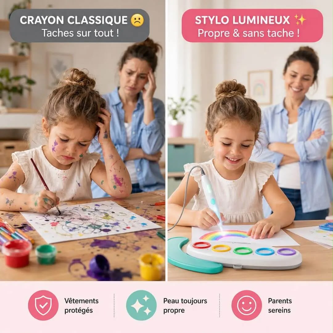 Jeu éducatif enfant – Stylo Magique Lumineux | Dessin sans tache dès 3 ans