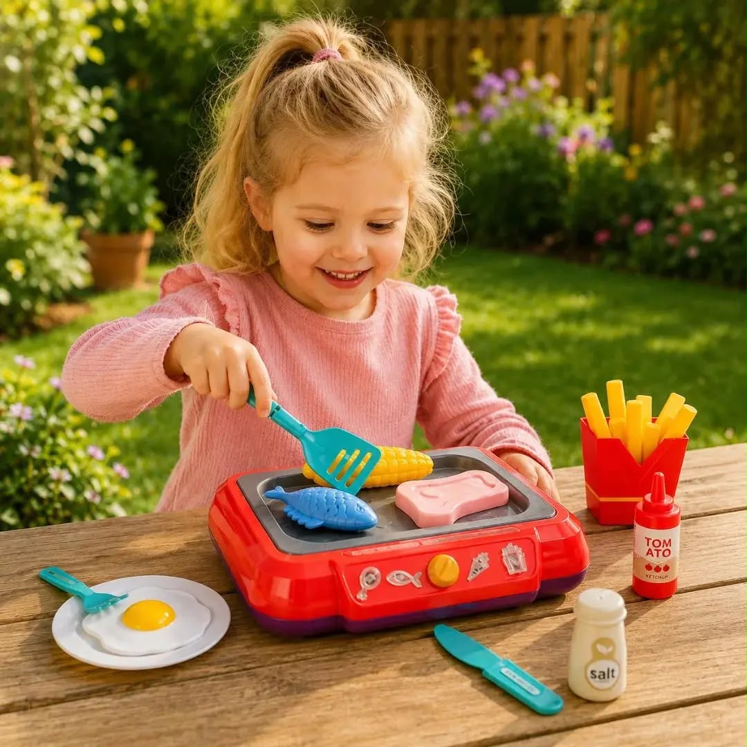 JEUX EDUCATIF ENFANT – BBQ Cuisine Interactive 4 Modes Montessori 3 ans+ | Kit Cuisine Sensoriel