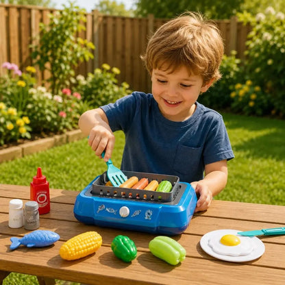 JEUX EDUCATIF ENFANT – BBQ Cuisine Interactive 4 Modes Montessori 3 ans+ | Kit Cuisine Sensoriel