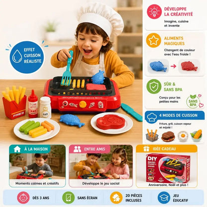 JEUX EDUCATIF ENFANT – BBQ Cuisine Interactive 4 Modes Montessori 3 ans+ | Kit Cuisine Sensoriel