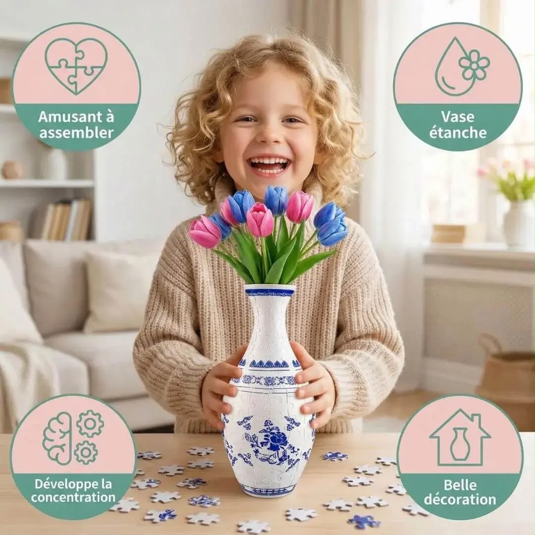 Puzzle 3D Vase – 160 Pièces à Assembler pour Enfant