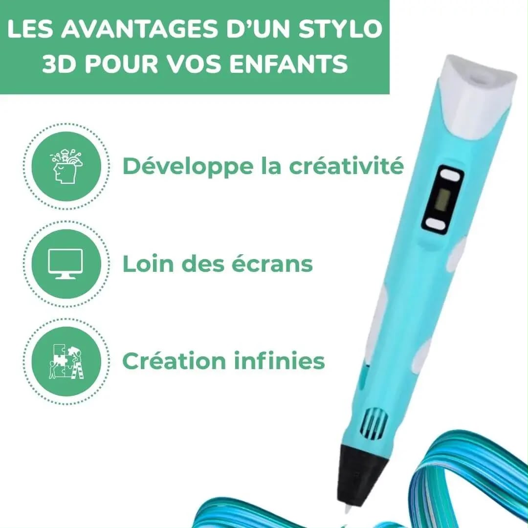 Stylo 3D enfant – Kit créatif pour dessiner en 3D dès 10 ans