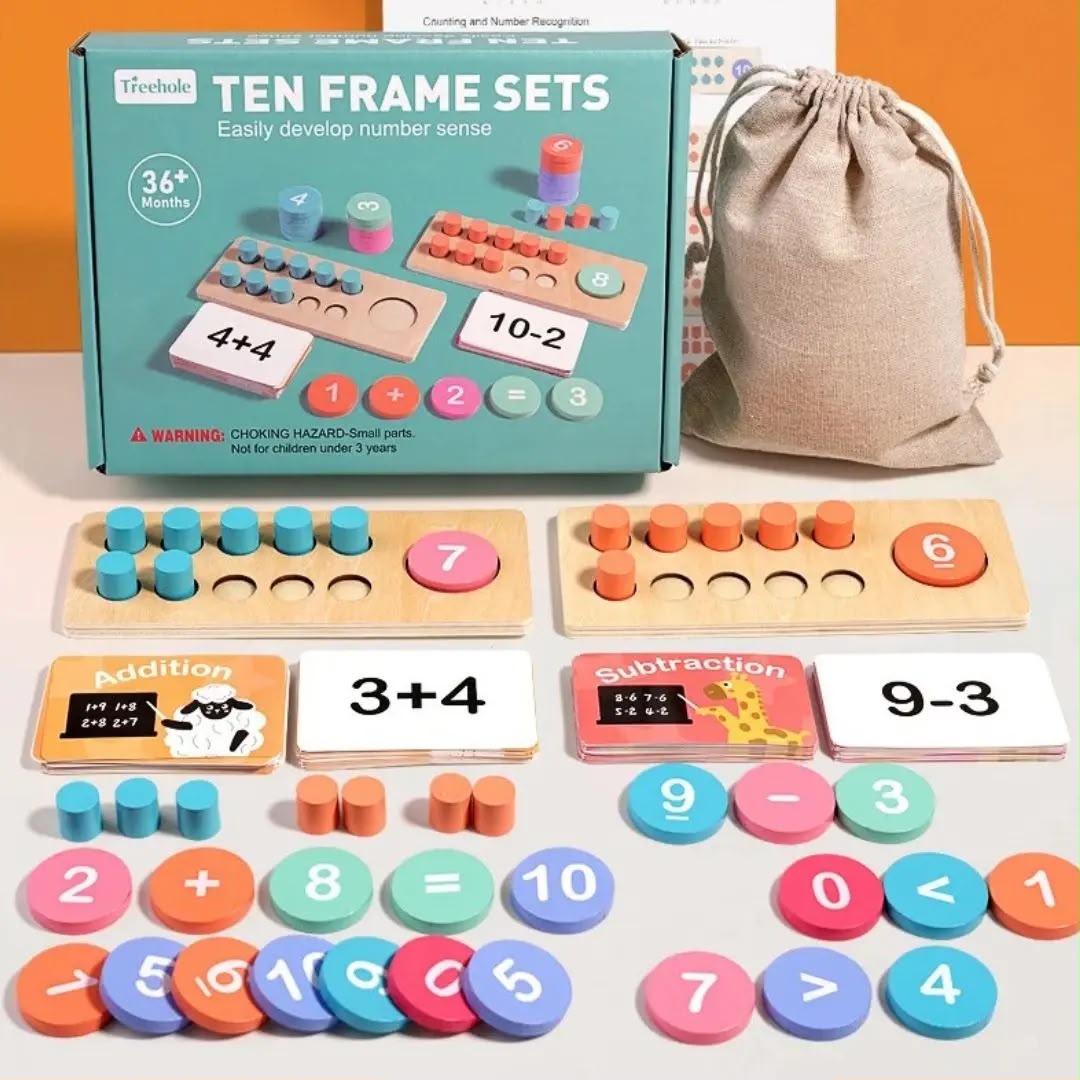 Jeu de Mathématiques Montessori en Bois – Ten Frame Sets