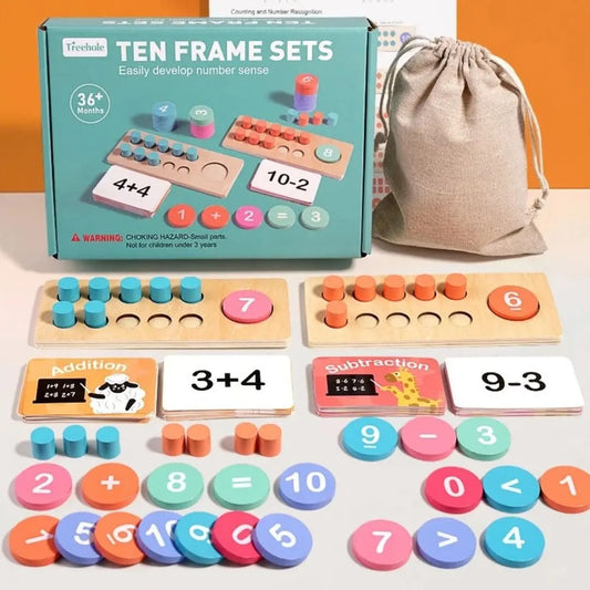 Jeu de Mathématiques Montessori en Bois – Ten Frame Sets