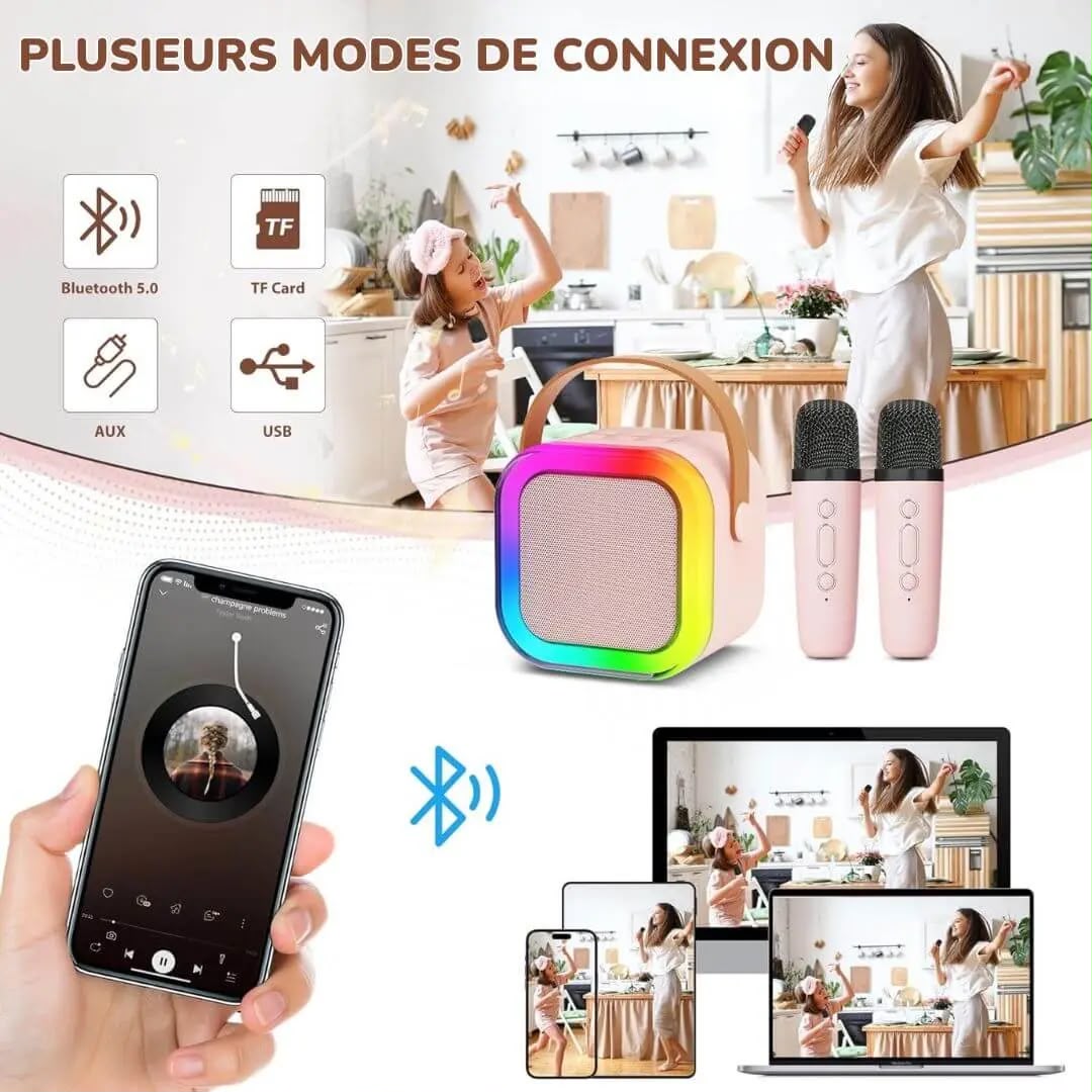 Karaoké Enfant Bluetooth avec Micro Sans Fil et LED – KidySound