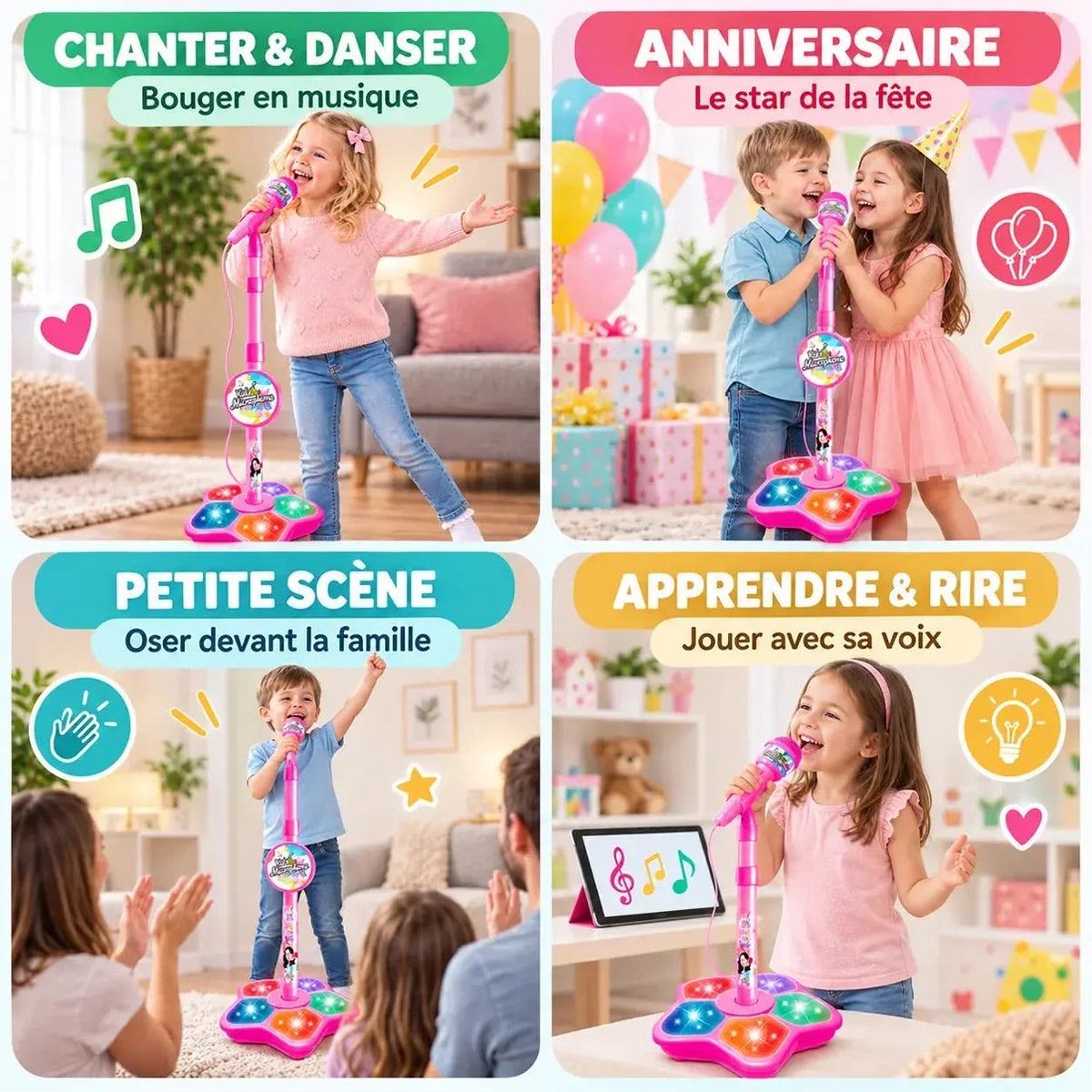 Micro sur Pied Karaoké Lumineux pour Enfant – Mini Star