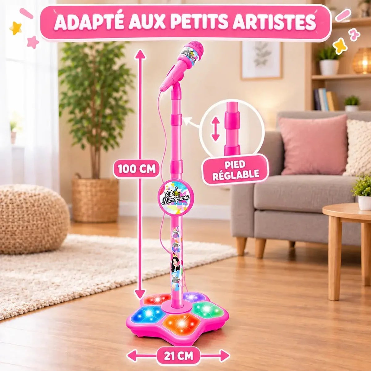 Micro sur Pied Karaoké Lumineux pour Enfant – Mini Star
