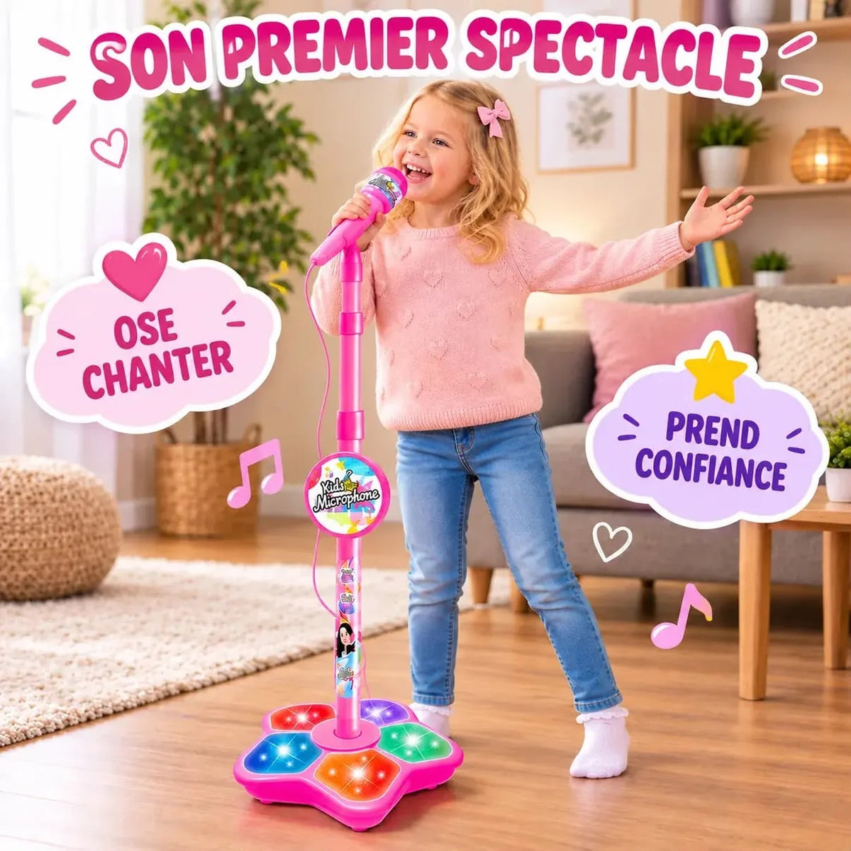 Micro sur Pied Karaoké Lumineux pour Enfant – Mini Star