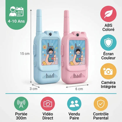 Talkie-walkie enfant avec caméra et écran vidéo – Lot de 2