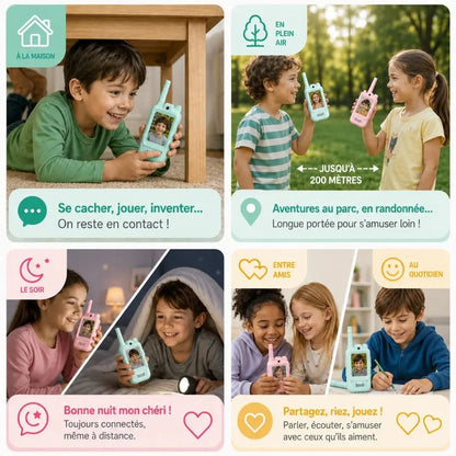 Talkie-walkie enfant avec caméra et écran vidéo – Lot de 2