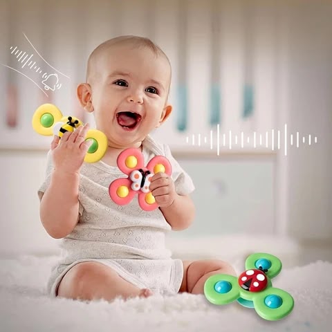 SpinnyFun – Jouet d'éveil rotatif à ventouse pour bébé