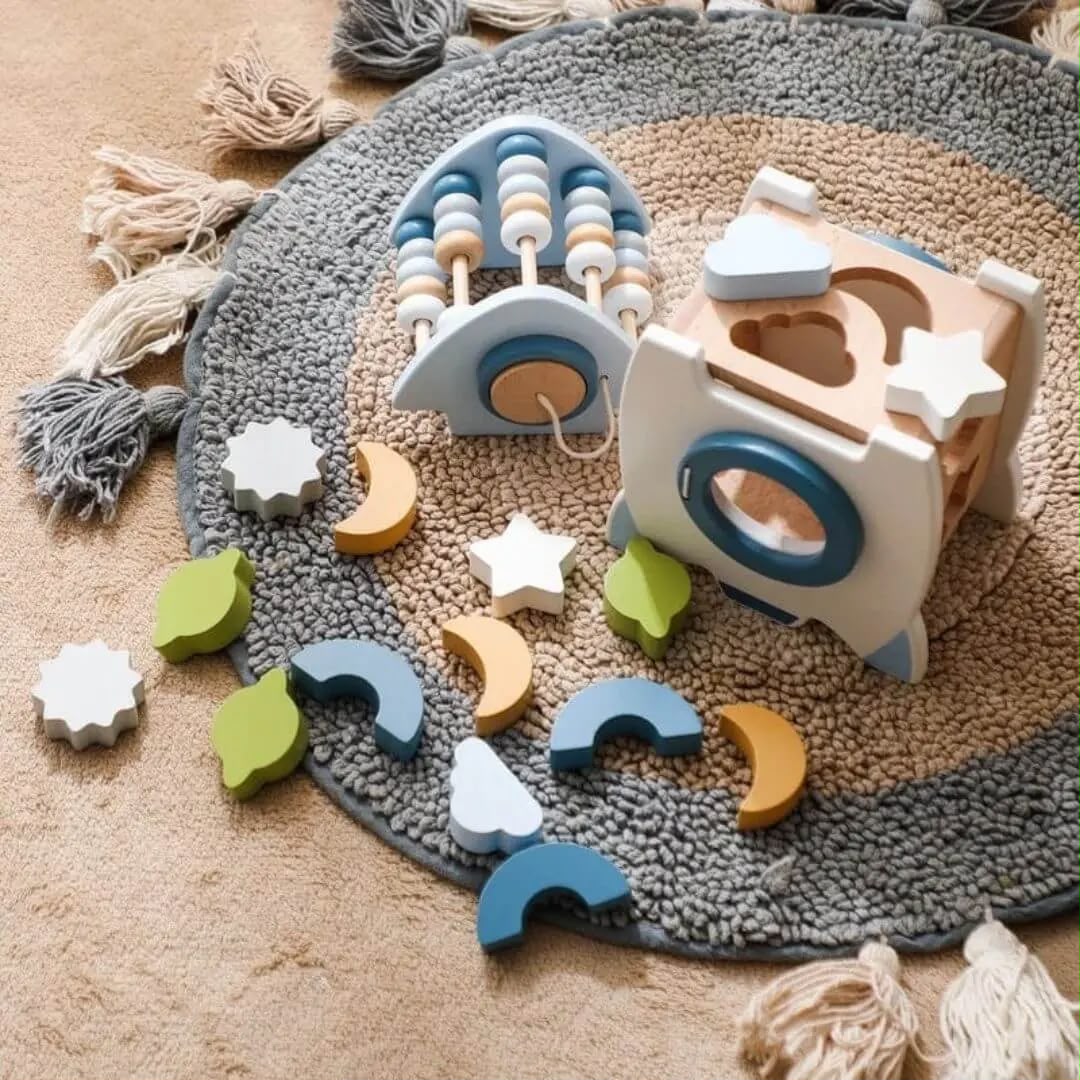 Fusée Éveil – Jouet en bois Montessori 6 en 1