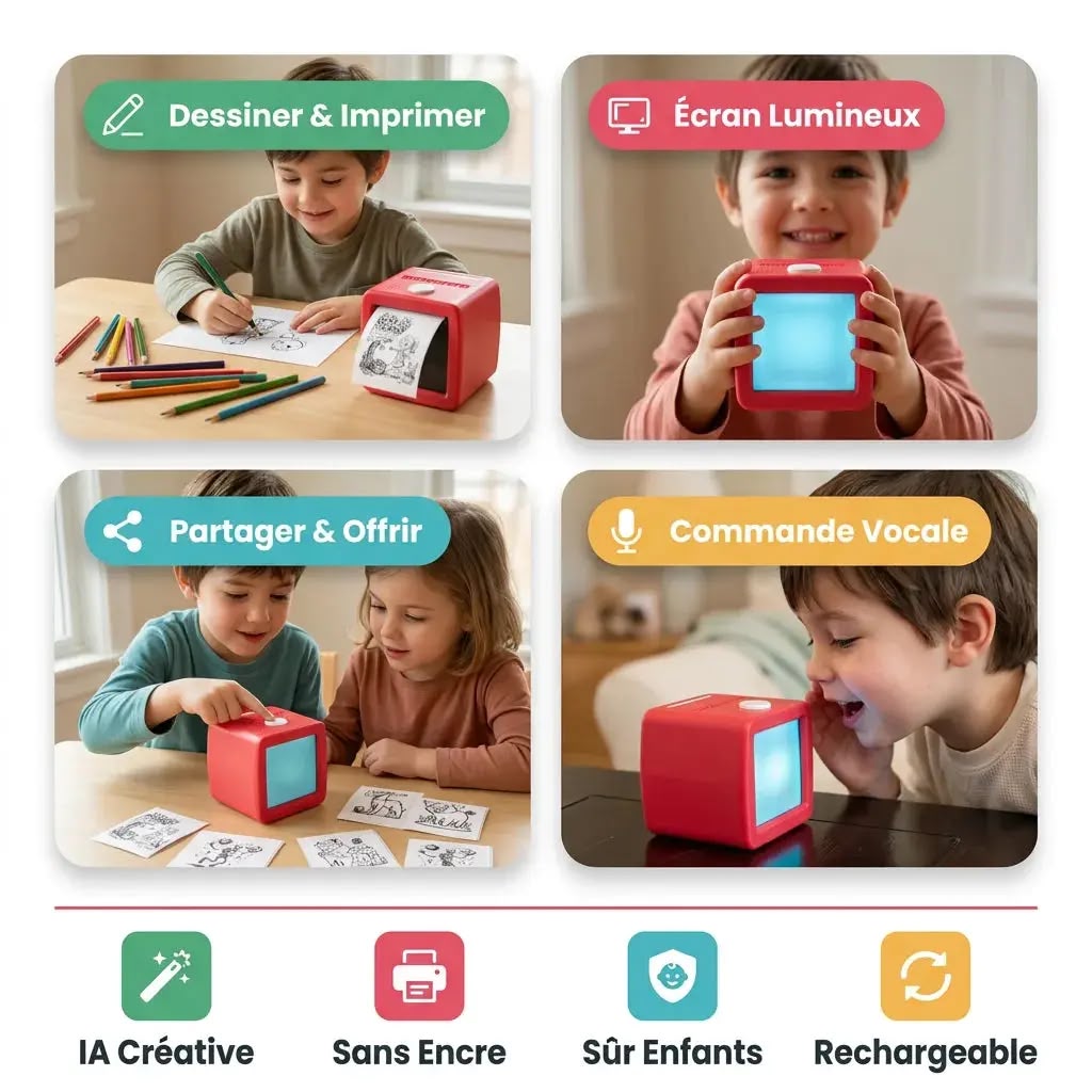 Imprimante thermique enfant sans encre – Créativité IA