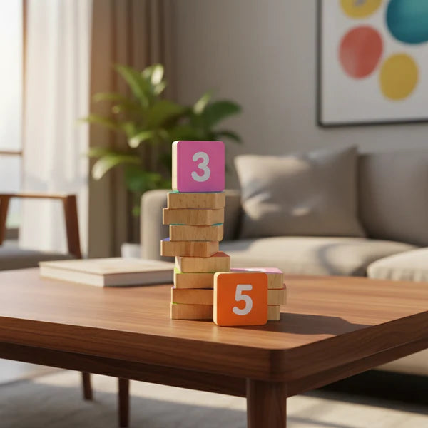 Apprentissage des chiffres pour enfant avec cubes numérotés à la maison