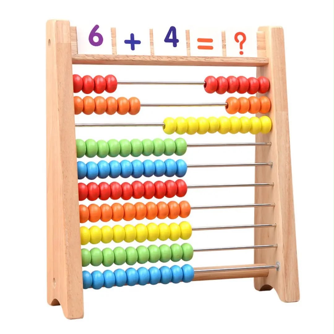 Boulier Montessori en bois permettant aux enfants d'apprendre les additions et le calcul de manière ludique