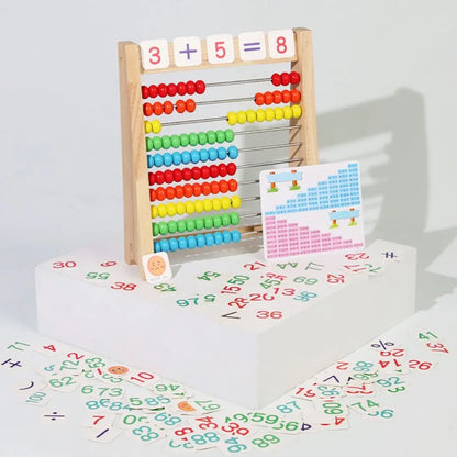 Boulier Montessori avec cartes mathématiques éducatives pour apprendre à compter et calculer
