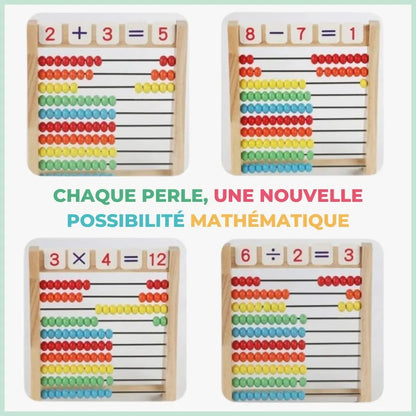Boulier Montessori en bois permettant d'apprendre les additions, soustractions, multiplications et divisions