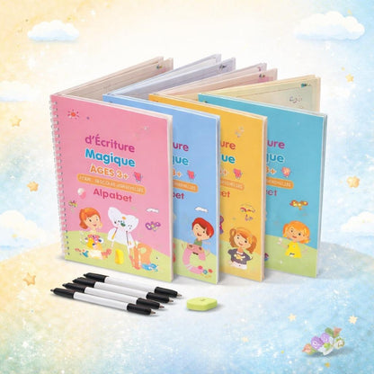 Pack de cahiers d’écriture magique Montessori 3 à 6 ans avec stylos réutilisables