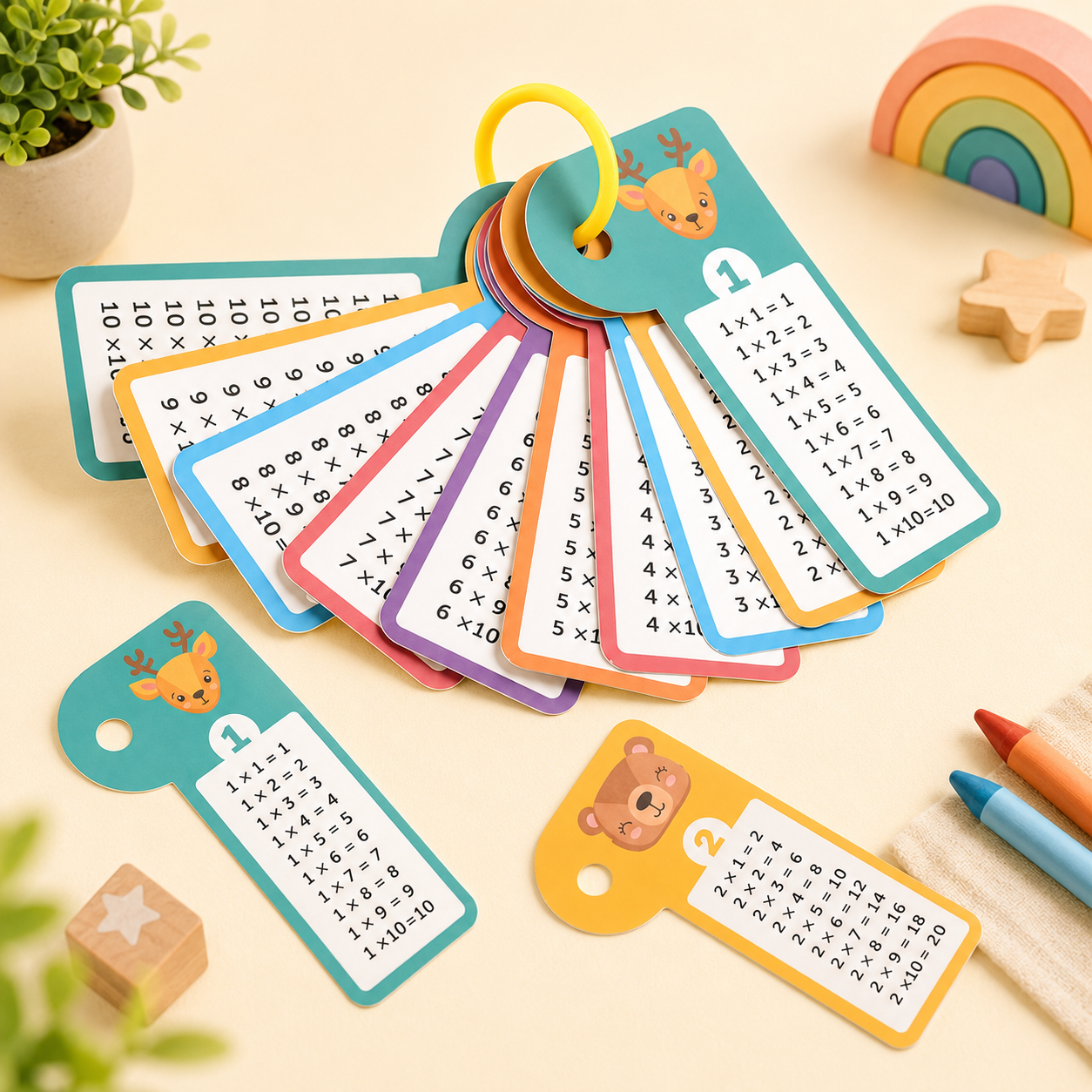 Cartes de multiplication Montessori pour apprendre les tables de maths facilement