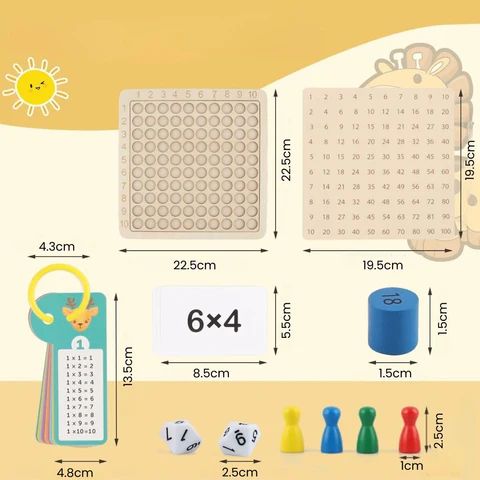 Dimensions du jeu de maths Montessori éducatif pour enfant dès 6 ans