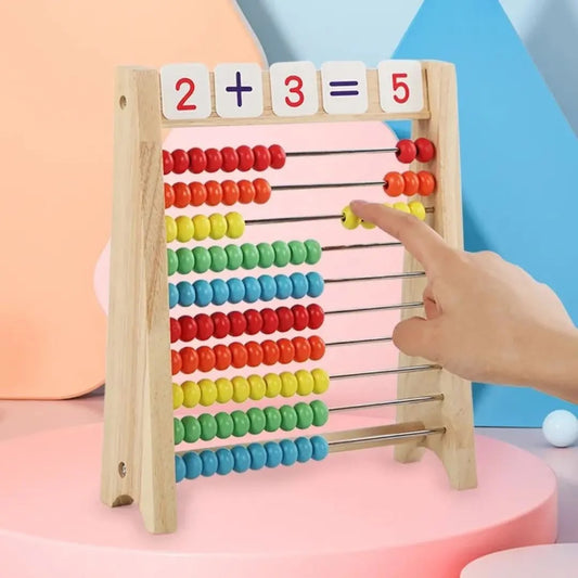 Jeu éducatif enfant avec boulier Montessori en bois pour apprendre les additions et le calcul mental