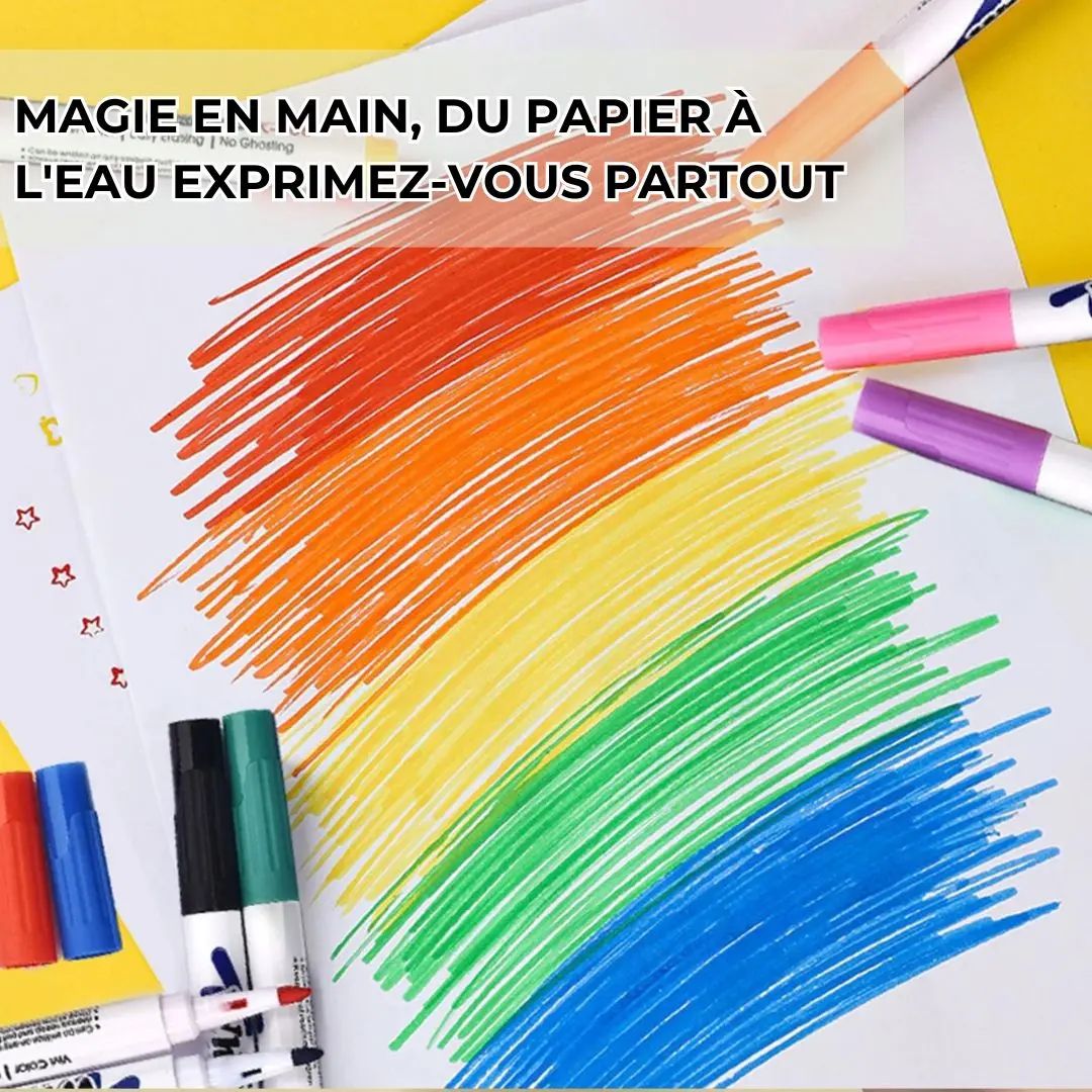 Jeu éducatif enfant avec feutres colorés favorisant la créativité, l'imagination et l'expression artistique