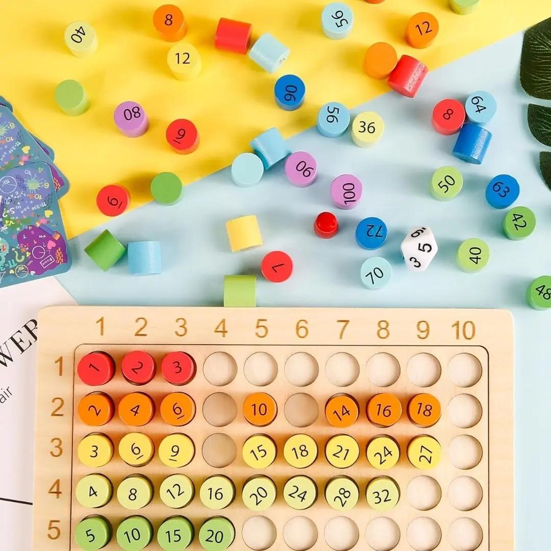 Jeu de multiplication en bois Montessori pour apprendre les tables de maths