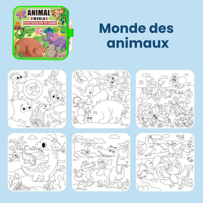 Livre de coloriage magique enfant thème animaux avec dessins de jungle et animaux sauvages