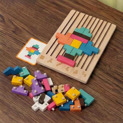 Puzzle Montessori en bois avec pièces colorées pour enfant dès 3 ans