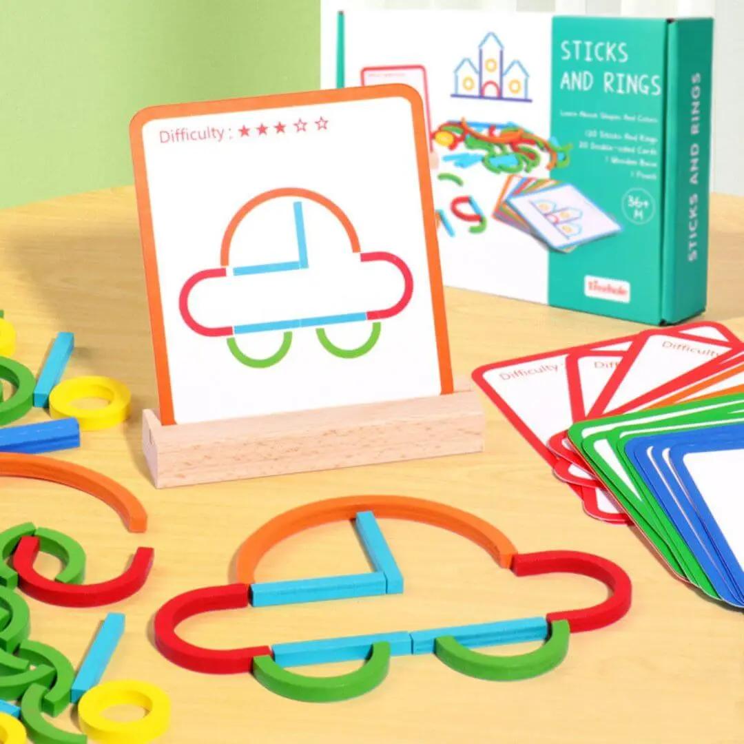 Puzzle Montessori avec formes et couleurs pour stimuler la logique des enfants