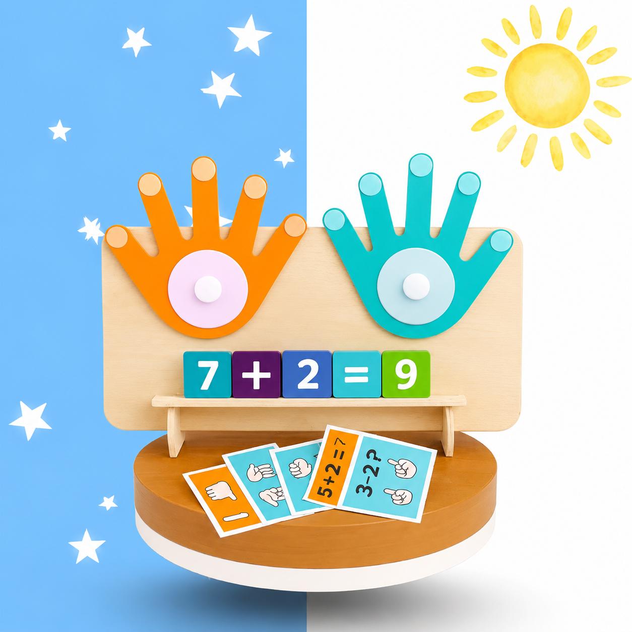 Tableau de comptage Montessori avec doigts et chiffres pour apprendre les mathématiques aux enfants dès 3 ans