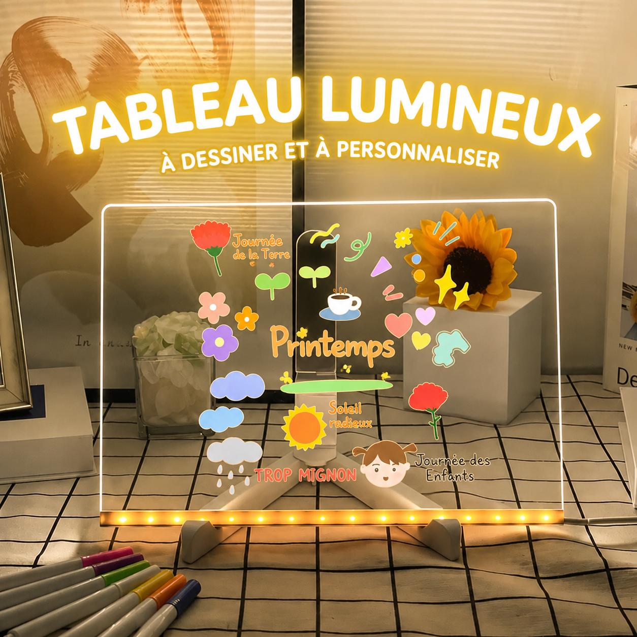 Tableau magique lumineux LED pour enfant permettant de dessiner et personnaliser de manière ludique et éducative